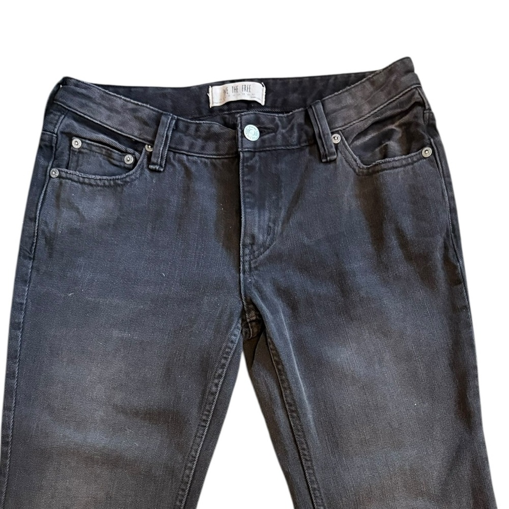 We The Free Flare Jeans Black Ash Wash Raw Hem High Rise Size 25 Free People - Picture 6 of 8